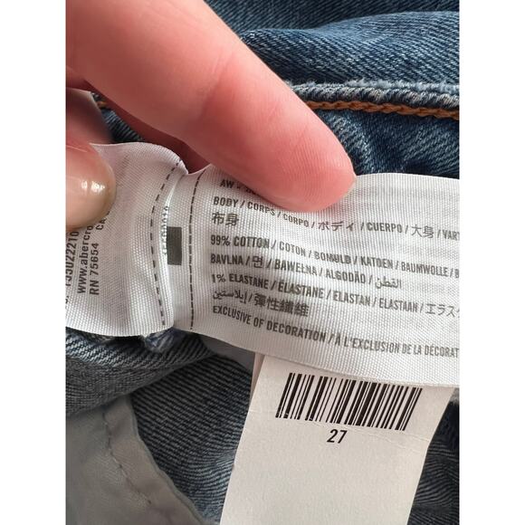 NWT Abercrombie & Fitch Women's Curve Love The Dad High Rise Jeans Distressed 27 - Picture 8 of 10